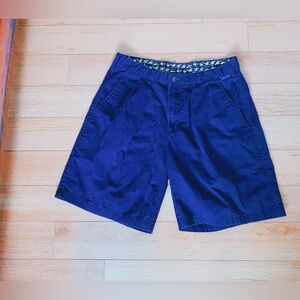 Kahala Shorts Men 34 Hawaiian Island Navy Blue Pleated Front Golf Fishing Cotton